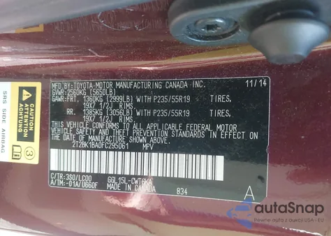 2015 Lexus Rx 350 350/Base/F Sport из США, поврежденный, VIN 2T2BK1BA0FC295061